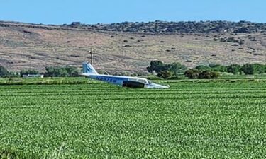 The plane lost power and landed in a farmer’s field.