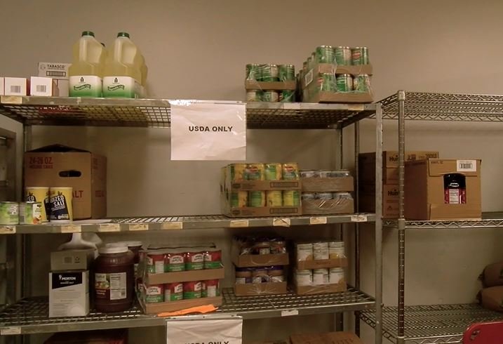 Items on the shelf at the Salvation Army's Jefferson City food distribution center.