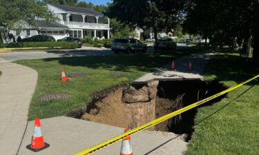 A burst stormwater pipe caused a sinkhole in Whitefish Bay.