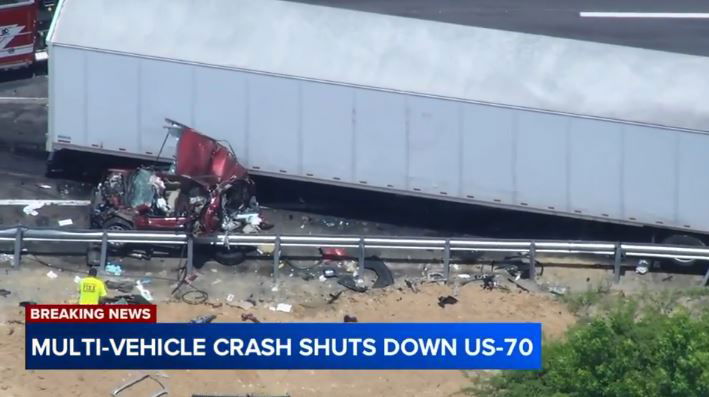 <i>WTVD via CNN Newsource</i><br/>A 79-year-old Raleigh woman died in a multi-car crash that injured six on Highway 70 eastbound in Wilsons Mills.