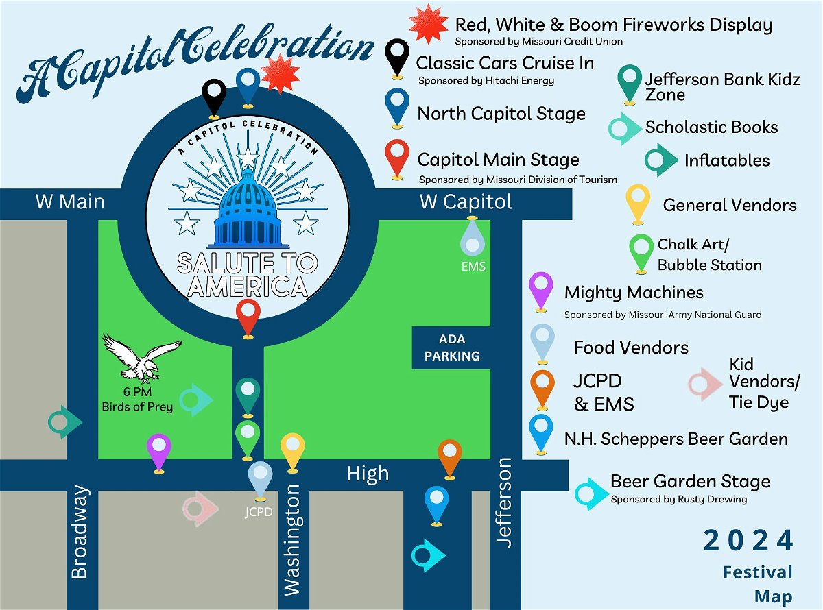 This image that was shared to Salute To America's Facebook page shows a map of events for Thursday's festival. 