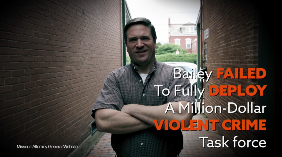 An attack ad from the political action committee Defend Missouri criticizes Attorney General Andrew Bailey's record in office.