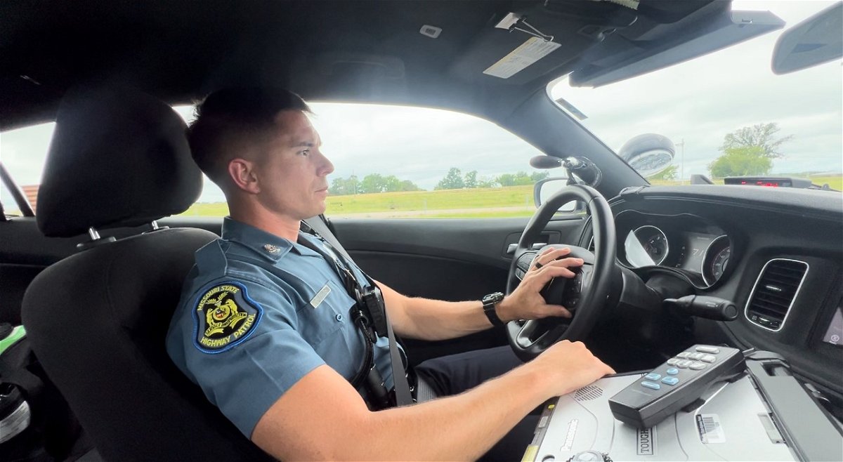 Missouri State Highway Patrol Trooper Chase Fox drives in Boone County on Wednesday, July 3, 2024.