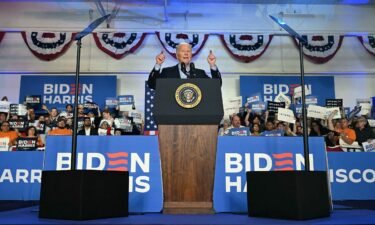 President Joe Biden speaks during a campaign event in Madison
