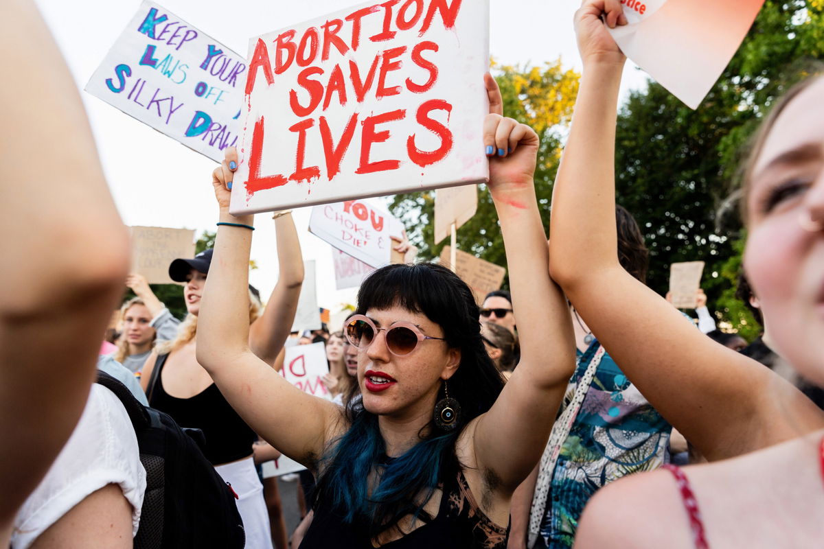 FILE - Abortion advocates rally outside the Supreme Court, June 24, 2022, in Washington.