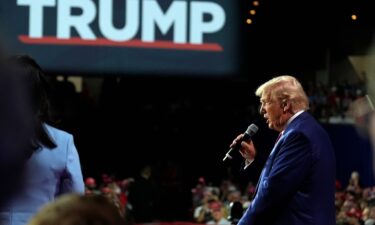 Republican presidential nominee former President Donald Trump speaks during a town hall