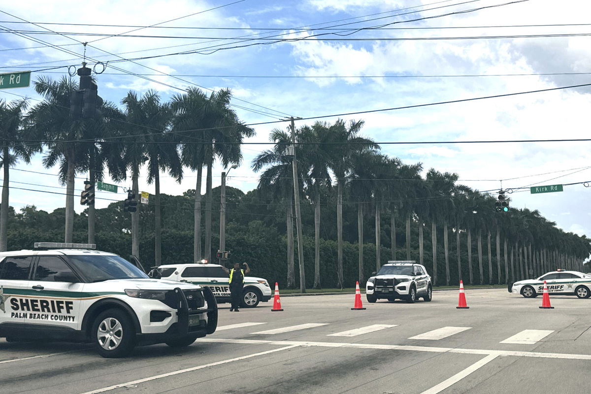 Sheriff vehicles are pictured near Trump International Golf Club, Sunday. Sept. 15, 2024, in West Palm Beach, Fla., after gunshots were reported in the vicinity of Republican presidential candidate former President Donald Trump. 