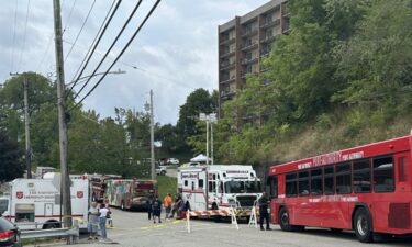 Nearly 100 people were evacuated from a senior apartment tower in Penn Hills Saturday after an electric transformer exploded and caught fire.