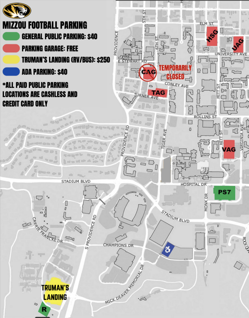 Mizzou parking map