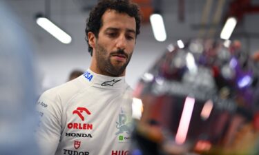 Ricciardo celebrates winning the 2018 Chinese Grand Prix with Red Bull.