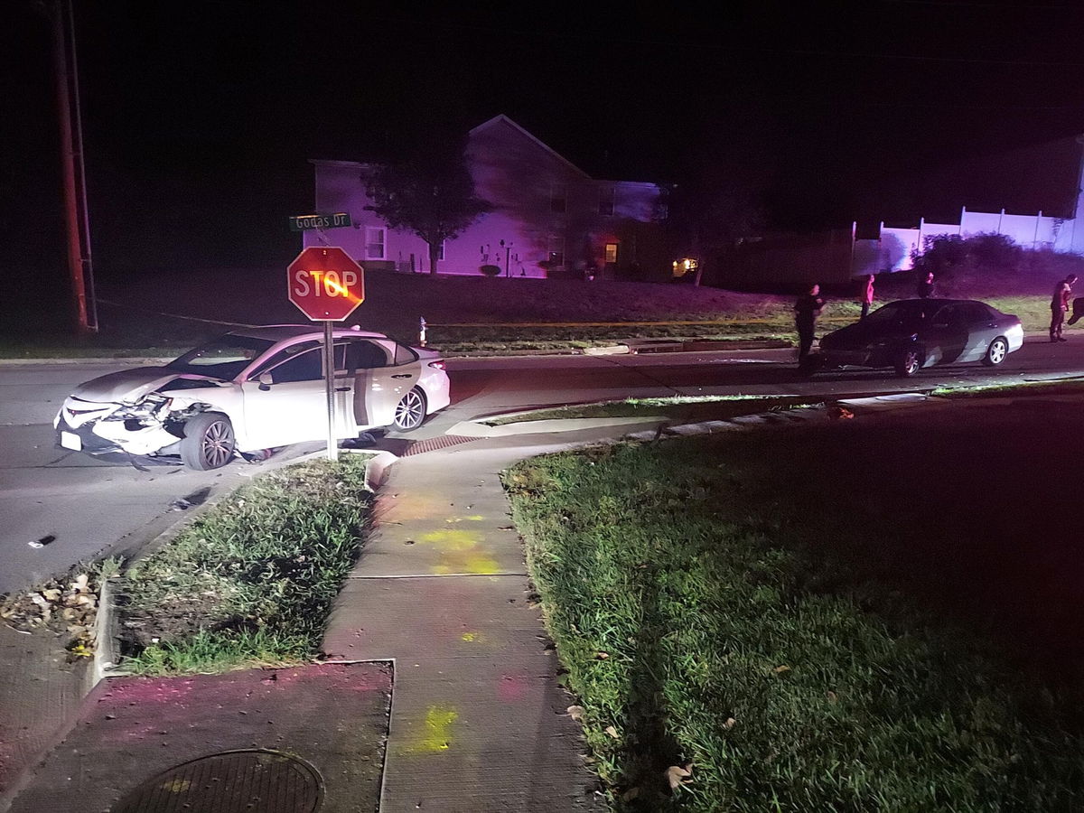 Columbia police put up crime scene tape after a car crash and shots-fired on Godas Drive.