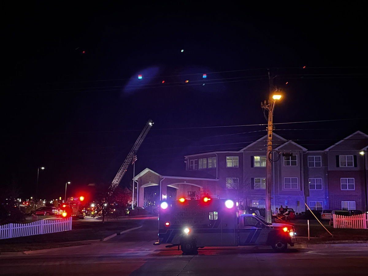 A Columbia firetruck and a BooneHealth ambulance are seen Wednesday, Oct. 23, 2024, at Gentry Estates in the 4100 block of South Bethel Street in Columbia. One person was injured in a kitchen fire and was brought to an area hospital, according to Columbia Fire Department spokeswoman Katherine Rodriguez.