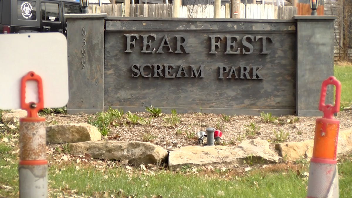 Fear Fest haunted house entrance sign Oct. 28, 2024