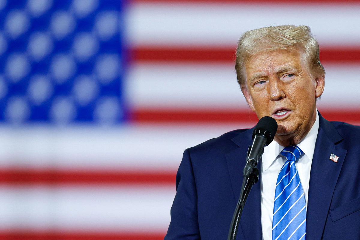 Oklahoma is soliciting bids for Bible suppliers to provide their wares for the state’s education department – and the specific requirements fit Bibles endorsed by former President Donald Trump. In this October 1 photo, Trump speaks during a campaign event in Waunakee, Wisconsin.
