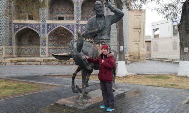 The couple took a trip to the Aral Sea