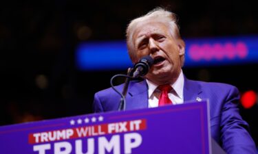 Former President Donald Trump speaks at a rally at Madison Square Garden on October 27 in New York City. Comments made by speakers at the event have prompted finger-pointing within the former president’s inner circle and concern that his message was eclipsed by controversy.