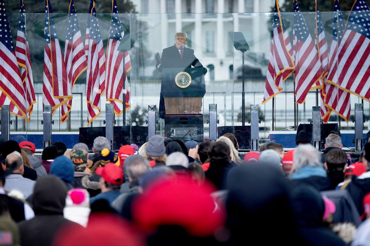 President Donald Trump speaks to supporters from The Ellipse near the White House on January 6, 2021, in Washington, DC.
