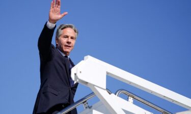 US Secretary of State Antony Blinken boards a plane as he departs Joint Base Andrews