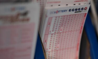 Powerball tickets are seen at a store