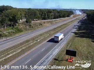 A Missouri Department of Transportation traffic camera shows smoke from a tow truck fire on Thursday, Oct. 17, 2024.