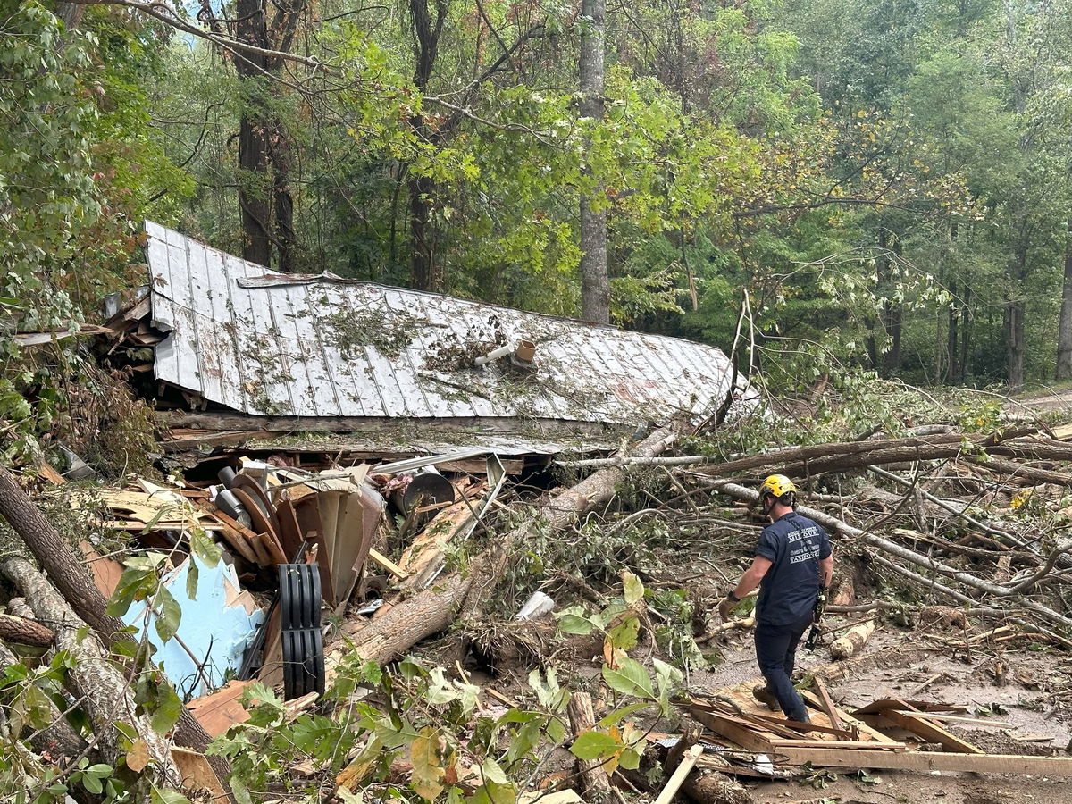 Missouri Task Force 1 members work in western North Carolina on Monday, Sept. 30, 2024.