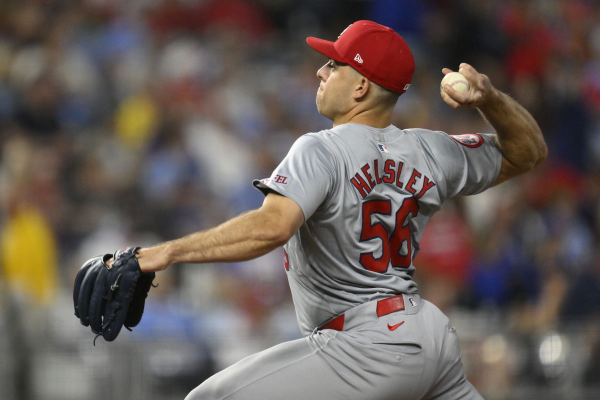 St. Louis Cardinals relief pitcher Ryan Helsley on the mound against the Kansas City Royals during the ninth inning of a baseball game, Friday, Aug. 9, 2024, in Kansas City, Mo. St. Louis Cardinals pitcher Ryan Helsley won the National League Reliever of the Year award for the 2024 season.