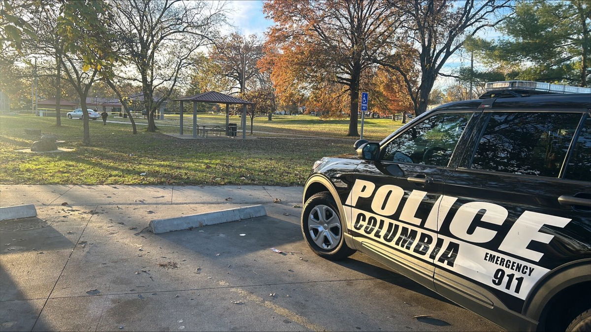 Columbia police put up crime scene tape in Douglass Park on Tuesday, Nov. 12, 2024.