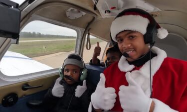 Pilot Zaire Horton took the youngsters for a special holiday flight—teaching them all about aviation and flying.