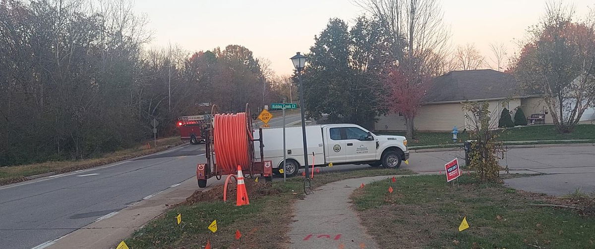 A portion of Hanover Boulevard in northeast Columbia was closed by firefighters on Thursday, Nov. 14, 2024, after contractors hit a gas line while installing aa fiber optic line, firefighters on the scene said.