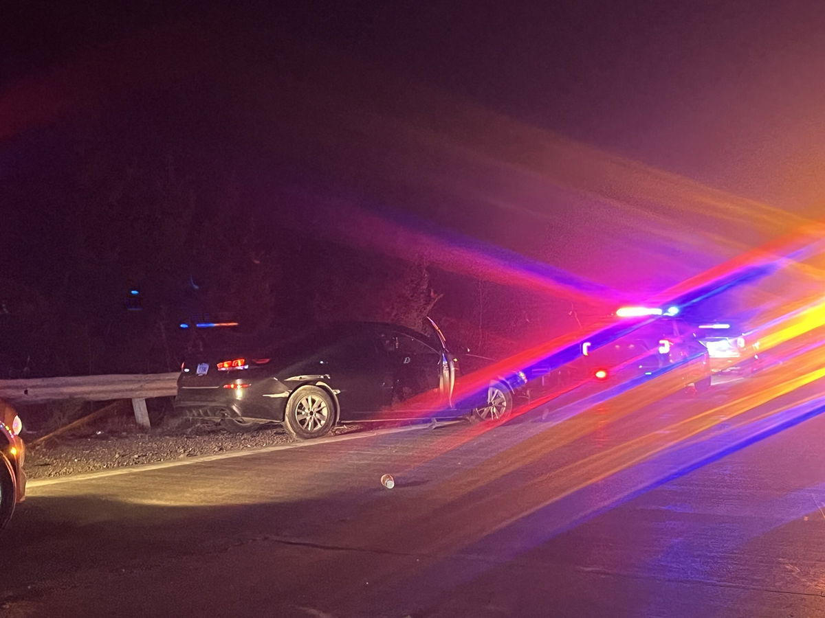 A car is seen Monday, Nov. 25, 2024, following a crash on Interstate 70.