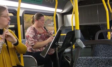 Members of the Omaha Symphony performed "mini concerts" for riders at the Westroads Transit Center in honor of ORBT reaching two million rides.