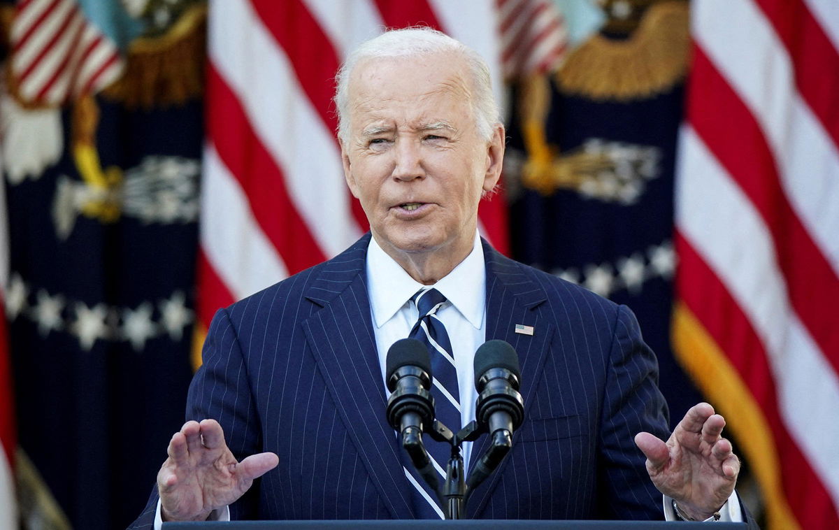 President Joe Biden delivers remarks on the 2024 election results and the upcoming presidential transition of power, in the Rose Garden of the White House in Washington, DC, on November 7.
