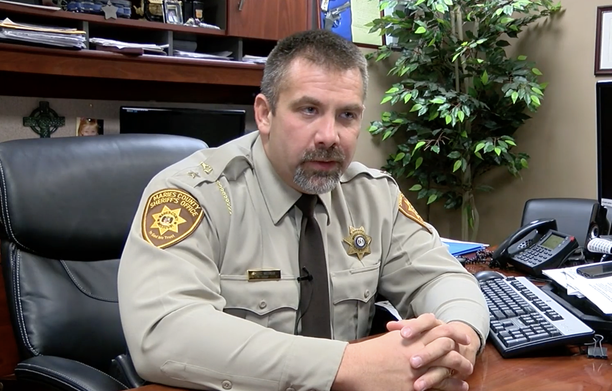 Sheriff Chris Heitman speaks with an ABC 17 reporter on March 2019. 