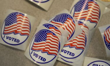 Stickers are seen at a Voter Services satellite office at the Chester County Government Services Center ahead of the 2024 General Election in the United States