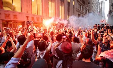 Protesters gather at Union Square in New York City to demonstrate against Israel's ongoing war in the Gaza Strip and express solidarity with Palestinians on June 10 in New York City.