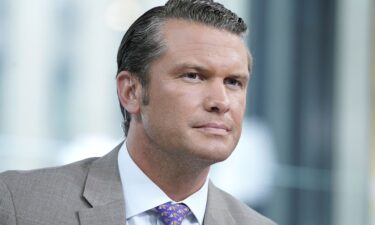 Pete Hegseth conducts an interview on "Fox & Friends" at Fox News Channel Studios on August 9