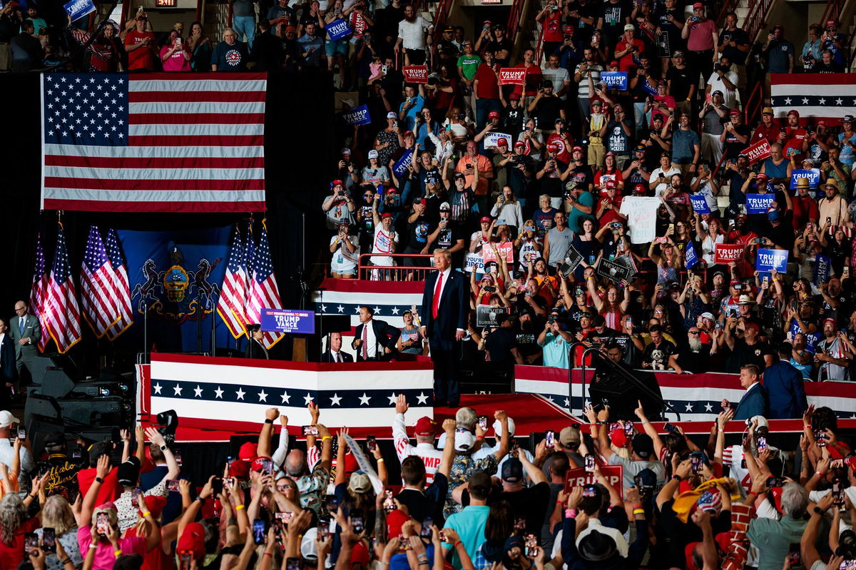 Donald Trump during a campaign event in Harrisburg, Pennsylvania, on July 31.
