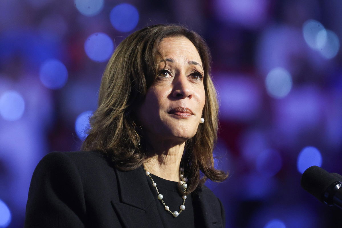 Vice President Kamala Harris speaks during a campaign rally in Madison, Wisconsin, on October 30.
