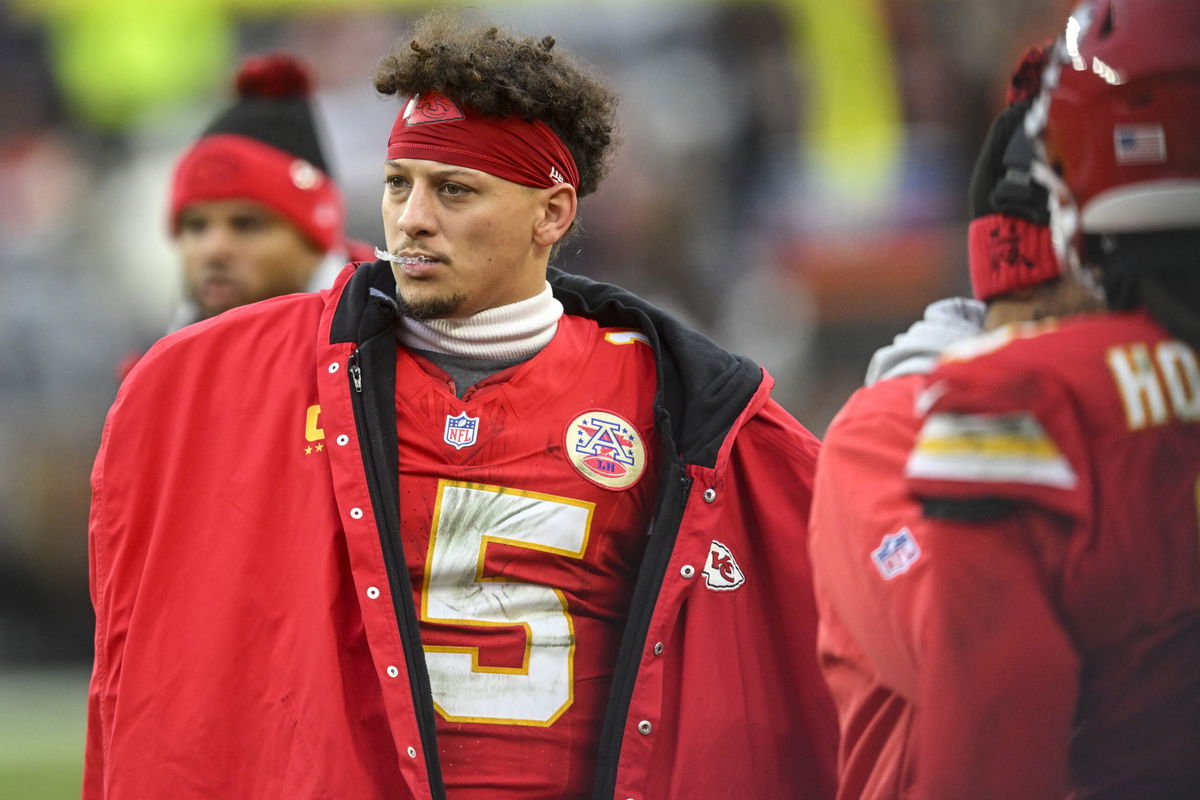 Kansas City Chiefs quarterback Patrick Mahomes watches play during the second half of an NFL football game against the Cleveland Browns, Sunday, Dec. 15, 2024, in Cleveland. 