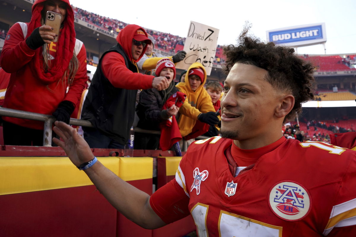 Kansas City Chiefs quarterback Patrick Mahomes heads off the field following an NFL football game against the Houston Texans Saturday, Dec. 21, 2024, in Kansas City, Mo. The Chiefs won 27-19. 