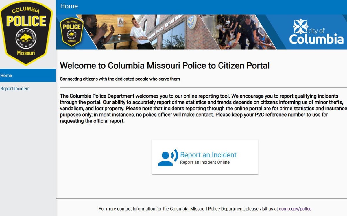 This screenshot shows the recently relaunched online tool for residents to report non-emergency issues to the Columbia Police Department. CPD announced the relaunch of the reporting tool in a Thursday, Dec. 5, 2024 press release.