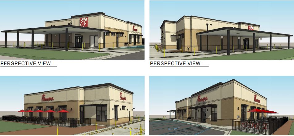 Documents submitted to the City of Columbia show artist renderings of a possible second Chick-fil-A location in Columbia. The company hopes to build a new location near the intersection of Green Meadows Road and East Nifong Boulevard.