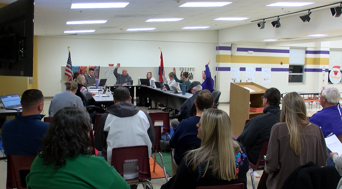 Several people attended a Hallsville Board of Education meeting on Wednesday, Dec. 18, 2024. Multiple people during the meeting spoke in favor of reinstating Hallsville varsity boys basketball coach Brandon Crites, who was put on administrative leave earlier this month. 