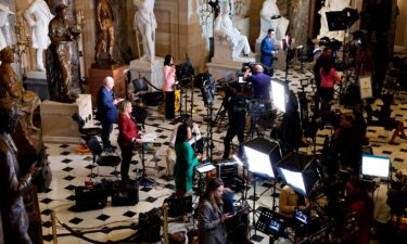 Members of the media in Statuary Hall ahead of a State of the Union address at the US Capitol in Washington