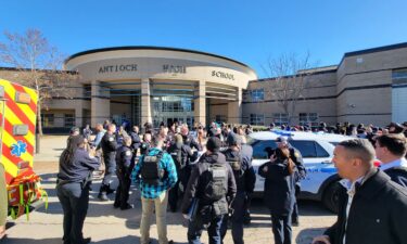 First responders work at the scene of a shooting at Antioch High School in Nashville on January 22.