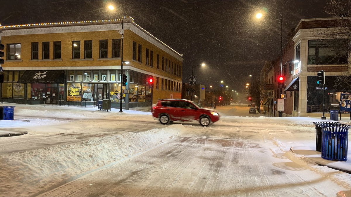 Snow covers roads in Downtown Columbia on Sunday, Jan. 5, 2025.