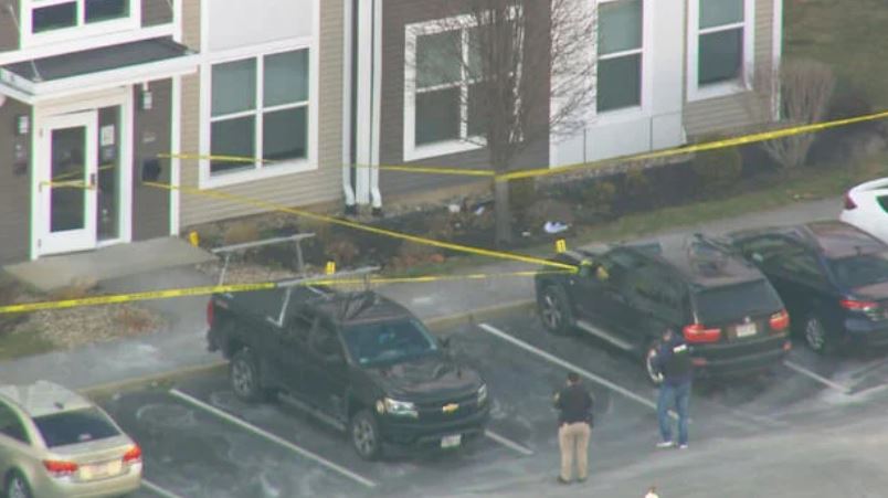 <i>WBZ via CNN Newsource</i><br/>Police investigate shooting at apartment complex on Robert Drive in Easton.