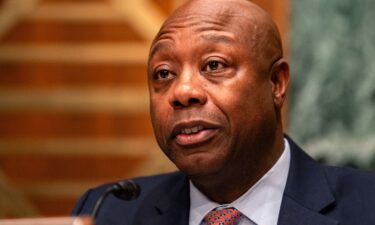 Republican Sen. Tim Scott of South Carolina speaks during a Senate Banking