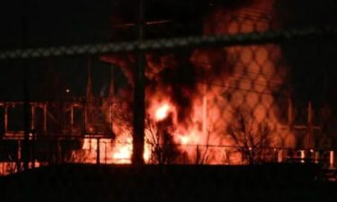 Video from the incident shows large flames shooting from power equipment