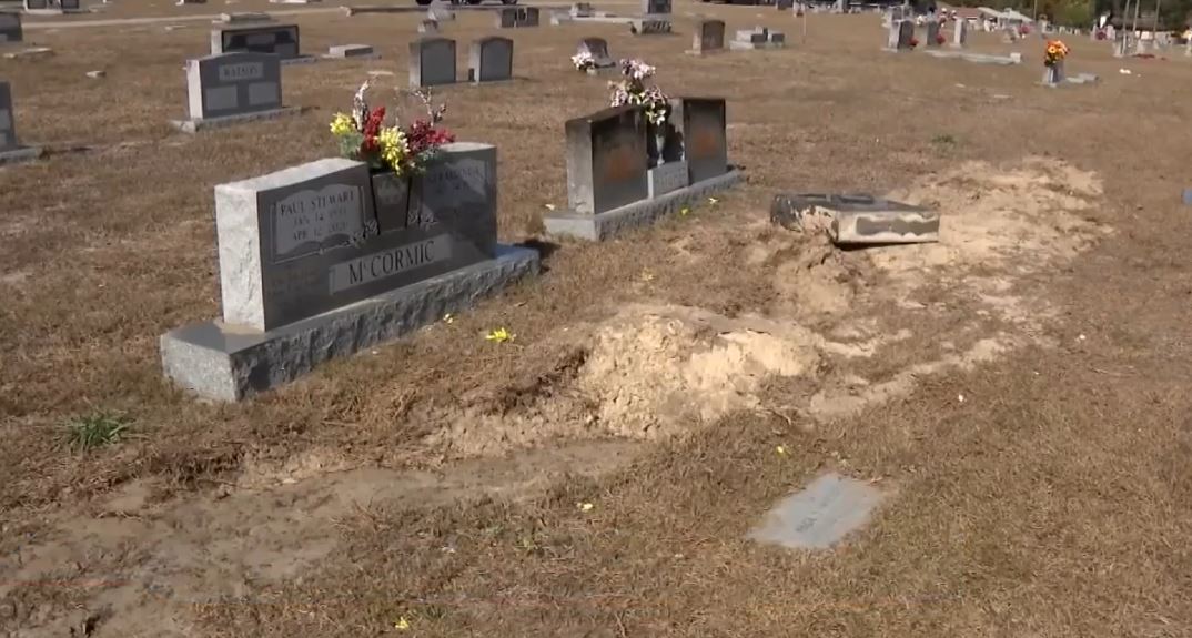 <i>WSVN via CNN Newsource</i><br/>An act of vandalism left a Central Florida graveyard damaged